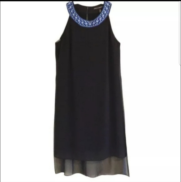 WHBM Classy Summer embroidered halter neck dress chiffon layered dress size 4 - Picture 1 of 11